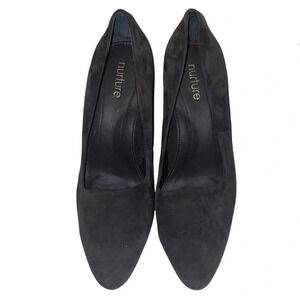 Nurture Grey Suede Pumps Block Heels Size 7.5